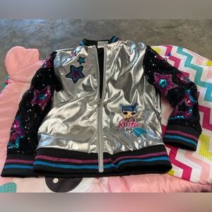 Girls XS(4-5) LOL OMG Surprise Glitter Sparkle Sequins Jacket Zip-Up Long Sleeve
